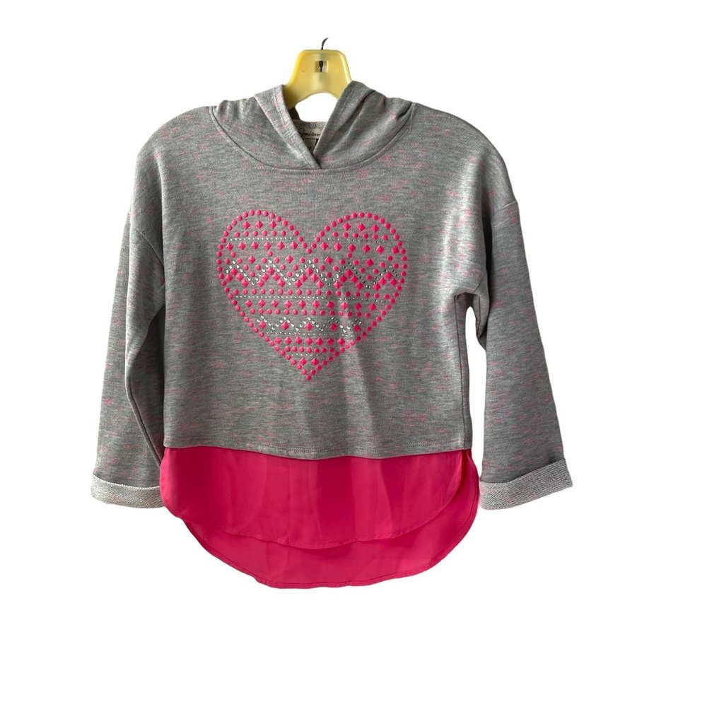 Hoodie Junior's Shirt Layered Look Rhinestone Heart by Speechless Medium